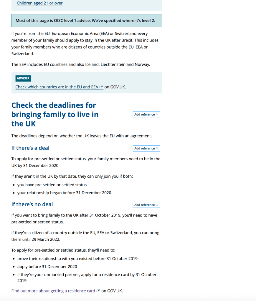 Screenshot of Citizens Advice internal page for advisers