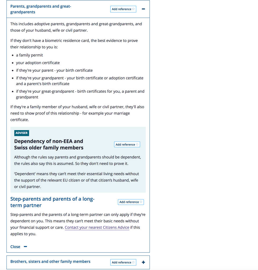 Screenshot of Citizens Advice internal web page