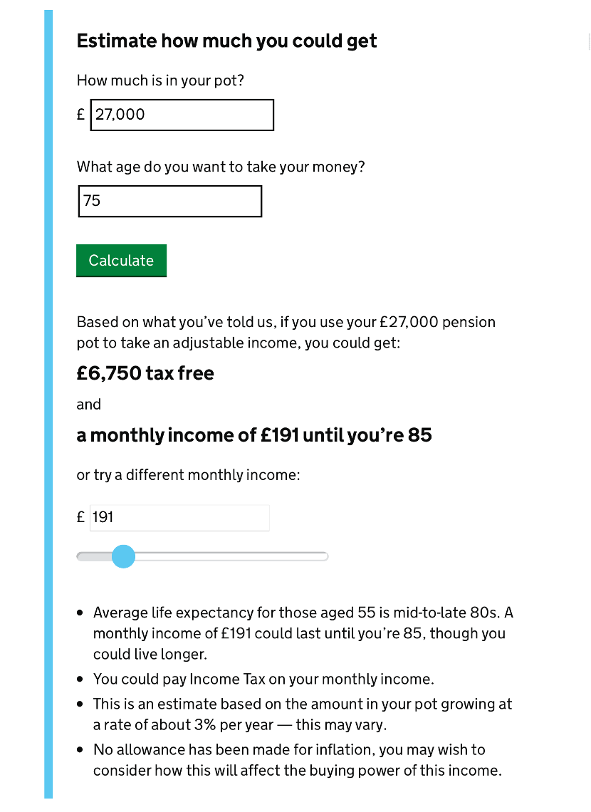Pension Wise calculators
